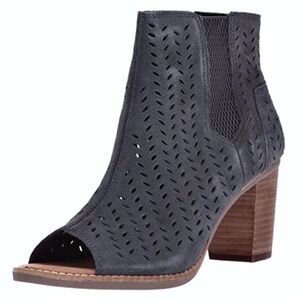 TOMS Majorca Grey Suede Peep Toe Booties